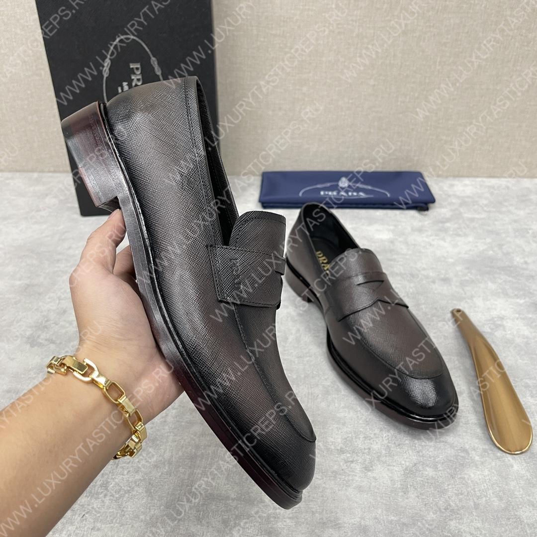 Pra*a saffiano loafers dark brown 2dc213