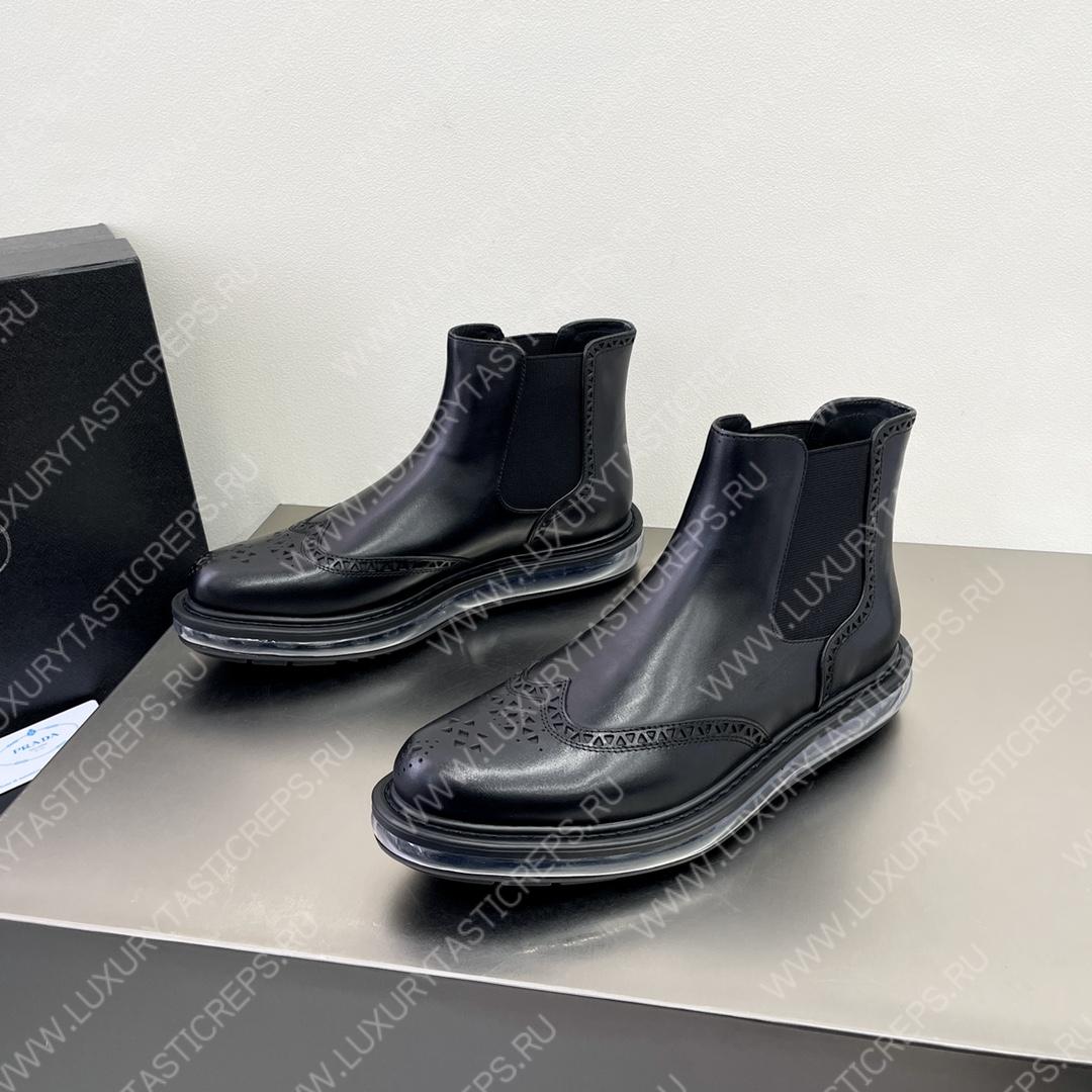 Pra*a brogue derby ankle boots black 2te127