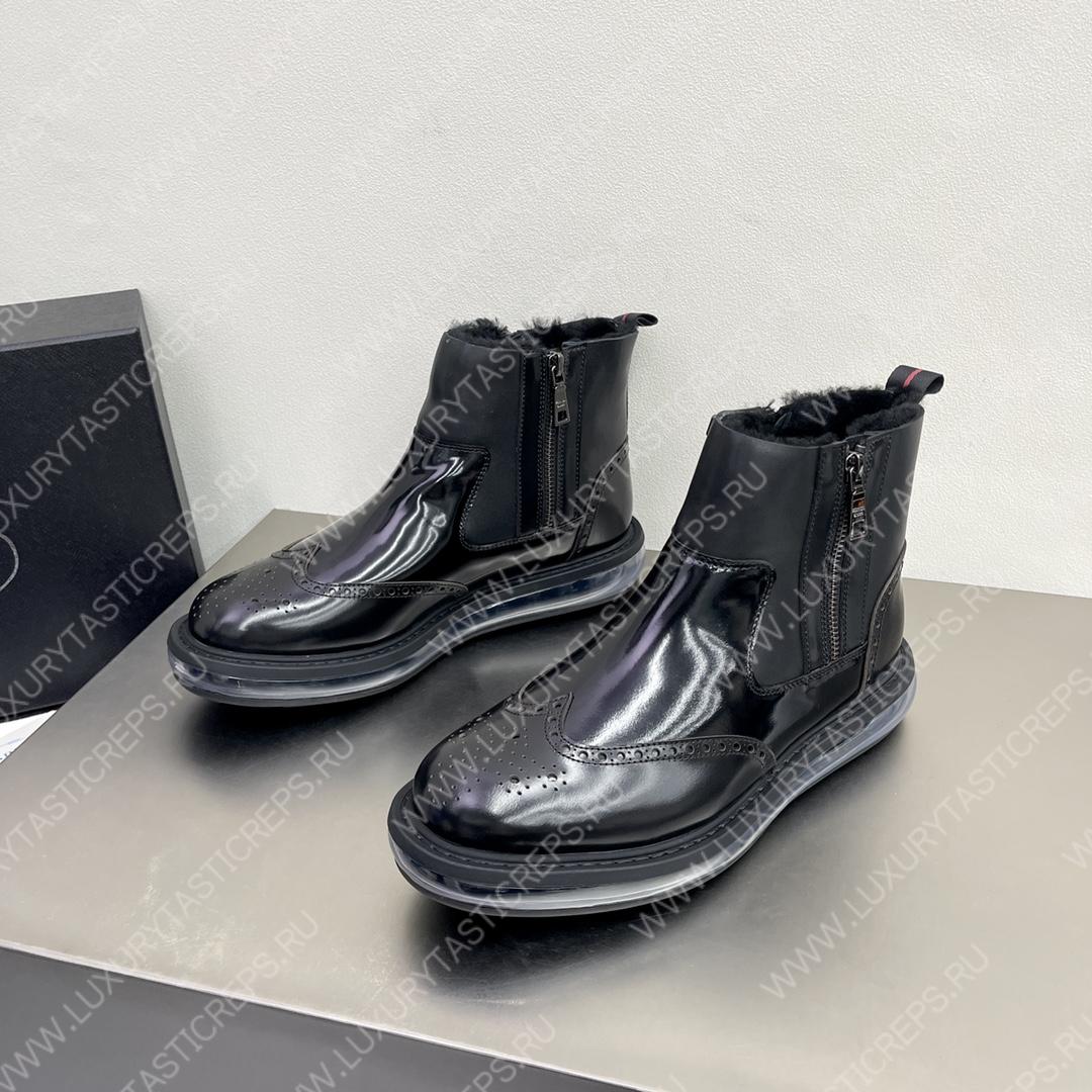 Pra*a brogue derby ankle boots black 2te127