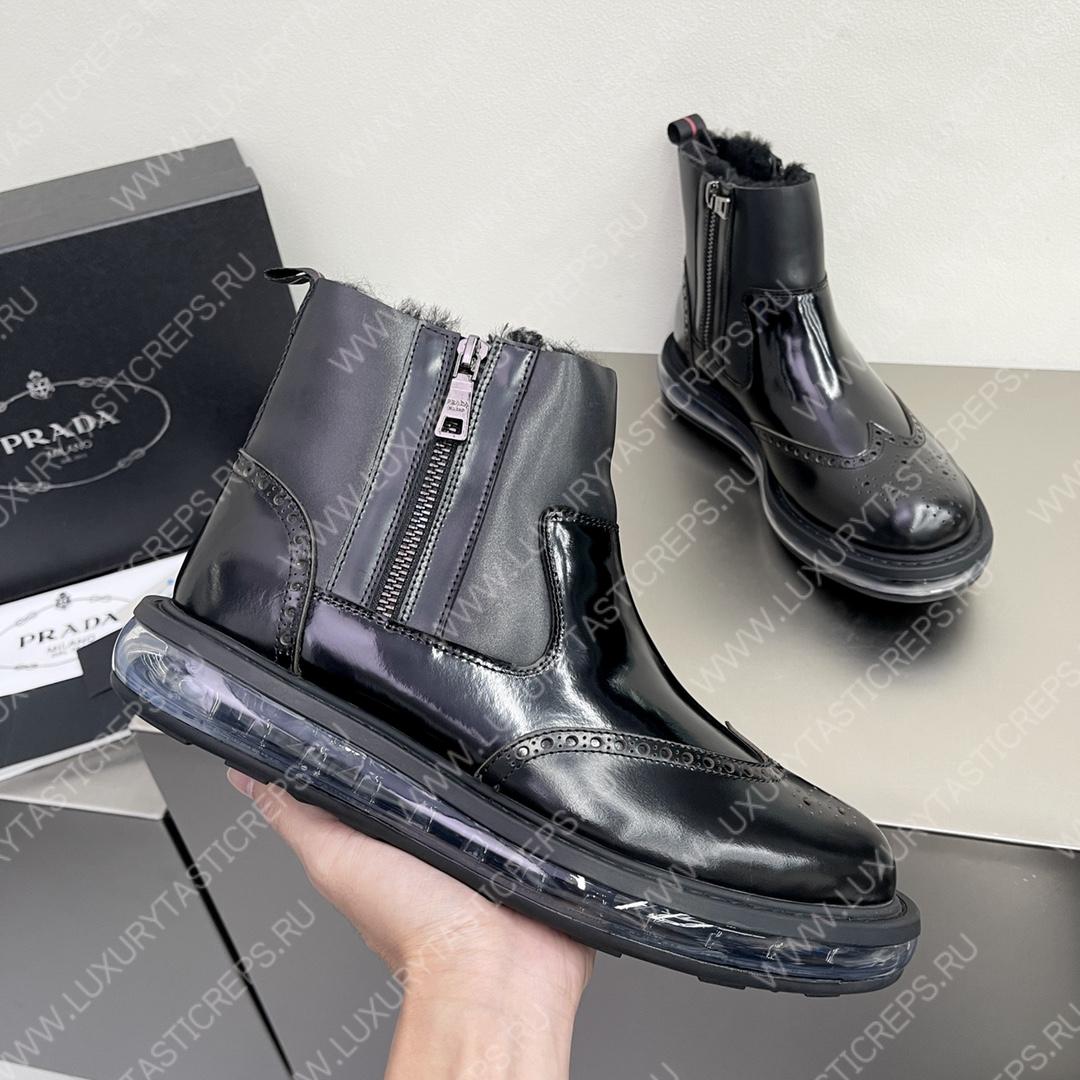 Pra*a brogue derby ankle boots black 2te127
