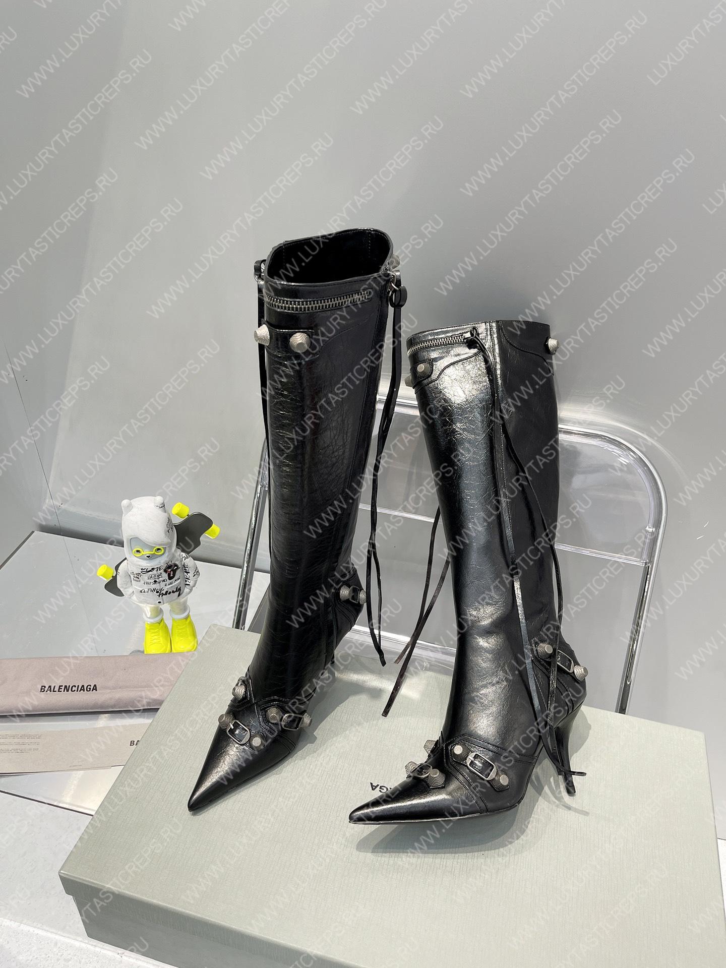 BALNECIAGA WOMEN’S CAGOLE 90MM BOOT OPTIC BLACK 694395WA