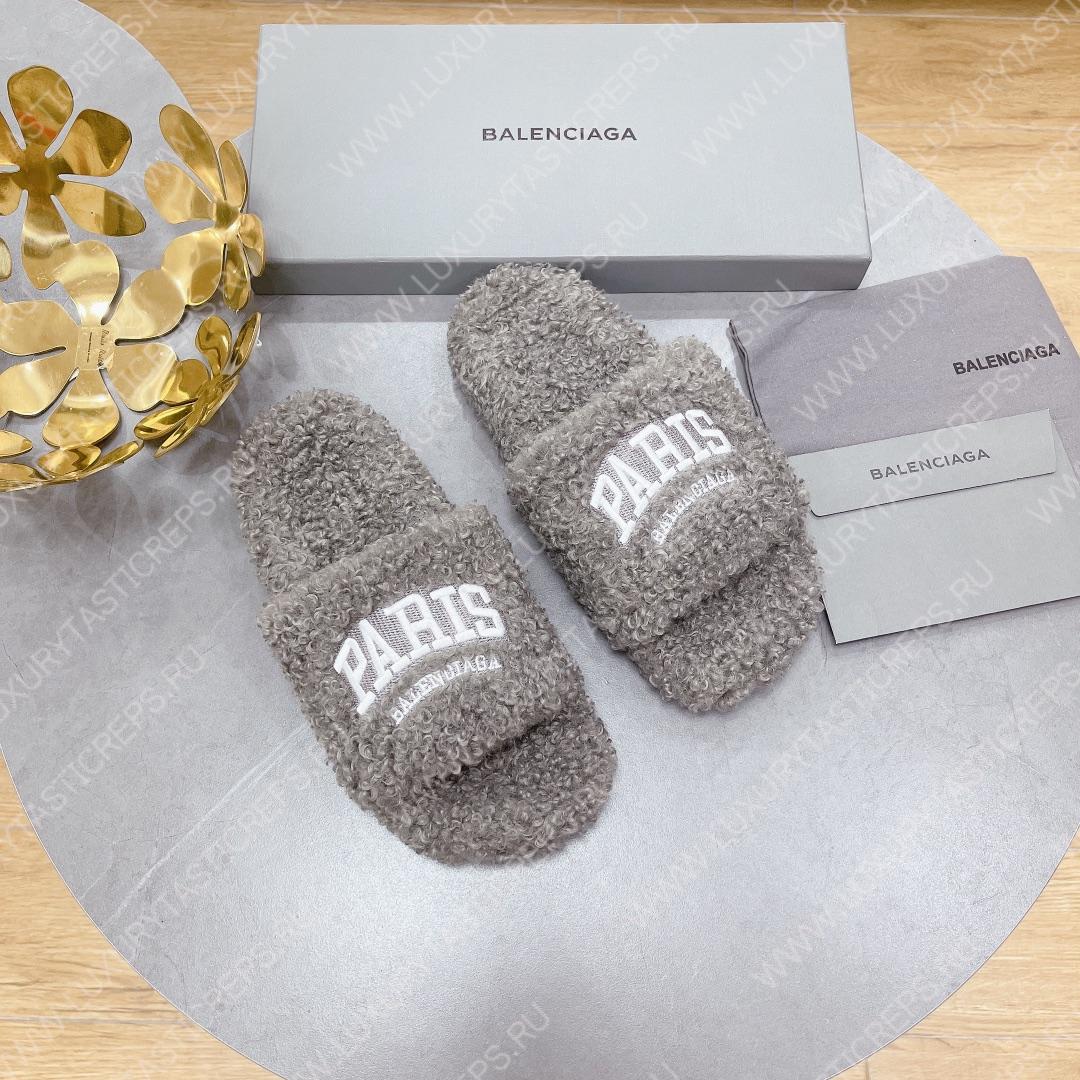 Ba*len*cia*ga furry slide light grey 654261w2b411090
