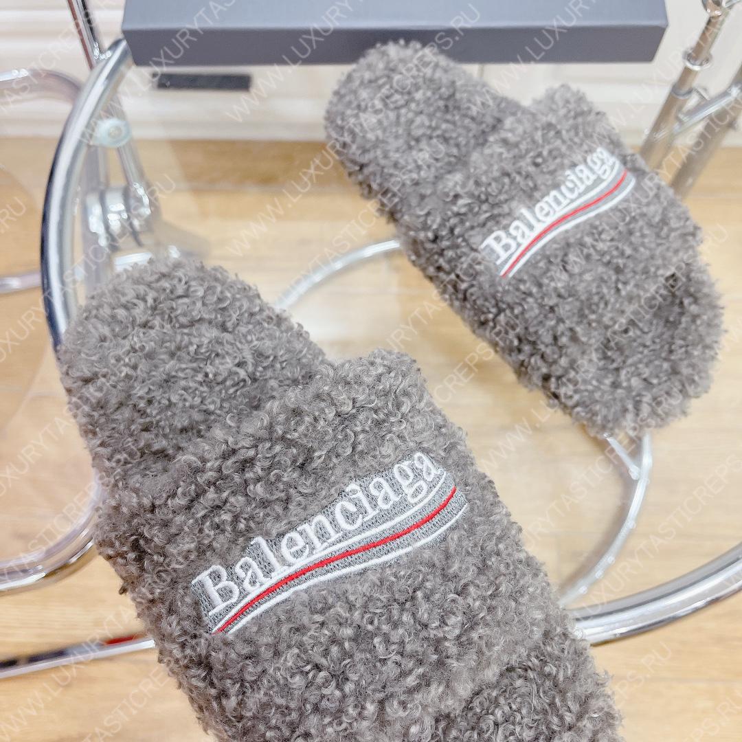 Ba*len*cia*ga furry slide light grey 654261w2b411090