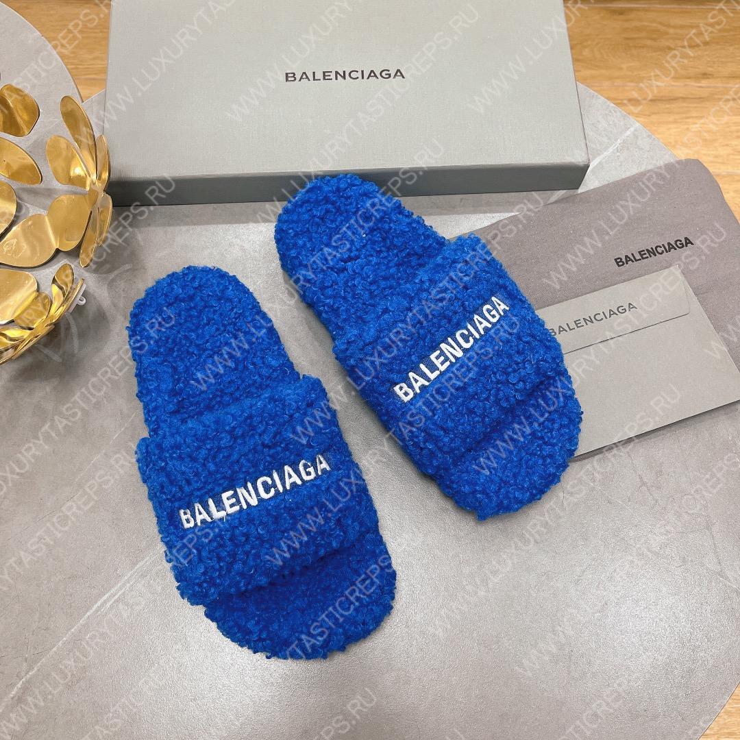 Ba*len*cia*ga furry slide dark blue 654261w2b411090