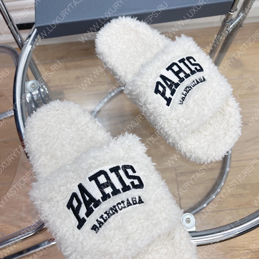 Ba*len*cia*ga furry slide white 654261w2b411090