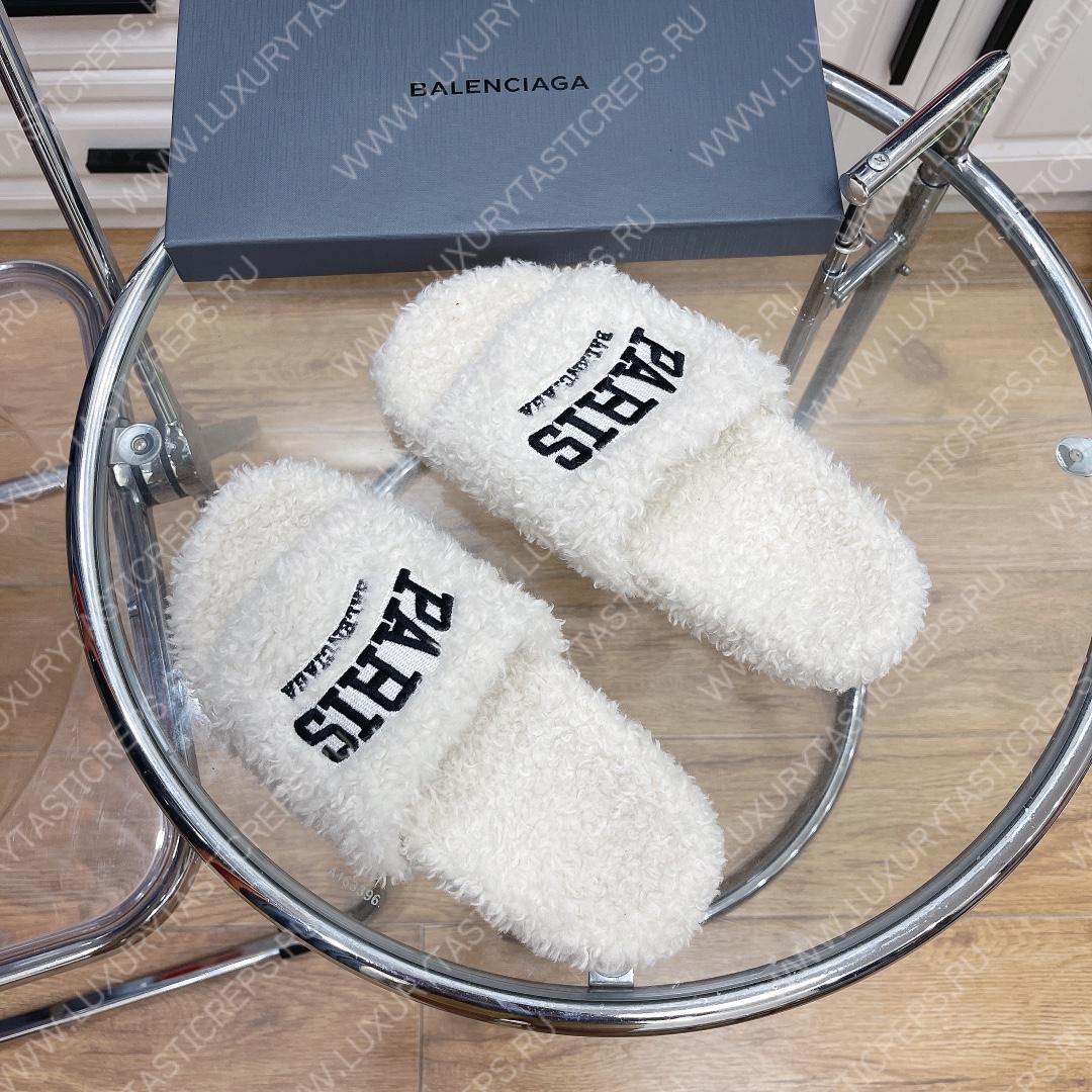 Ba*len*cia*ga furry slide white 654261w2b411090