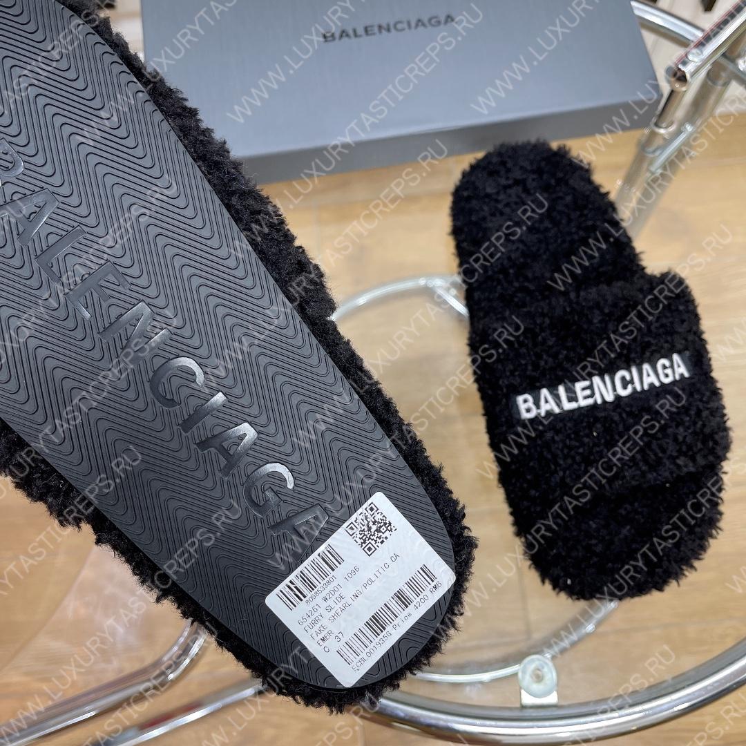 Ba*len*cia*ga furry slide black 654261w2b411090