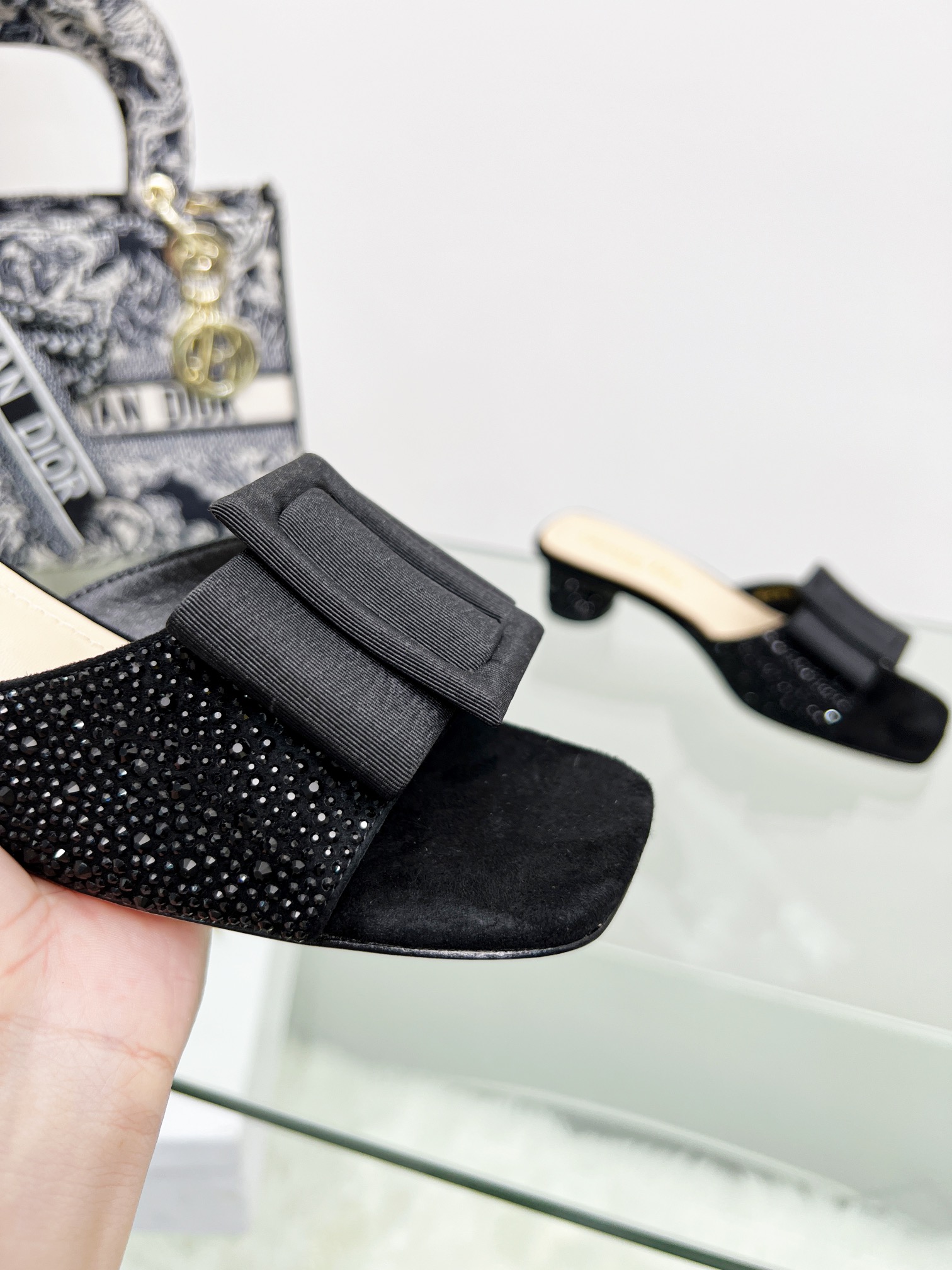 D*or idylle heeled slide black kcq768cst