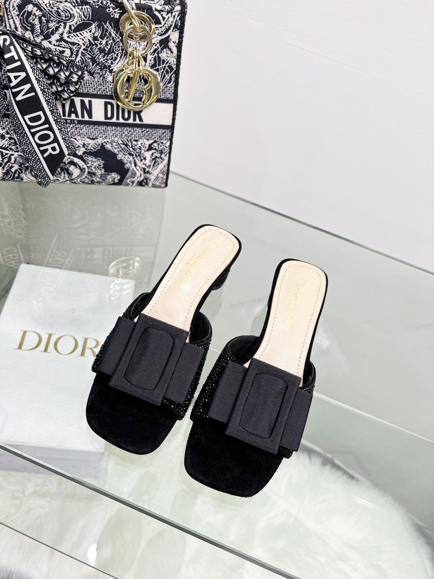 D*or idylle heeled slide black kcq768cst