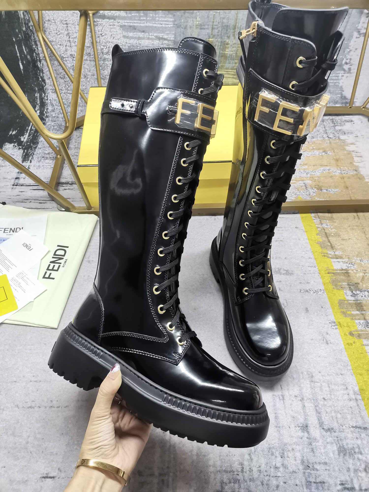 F**di F**digraphy biker boots black 8t8355aky6f1h1k