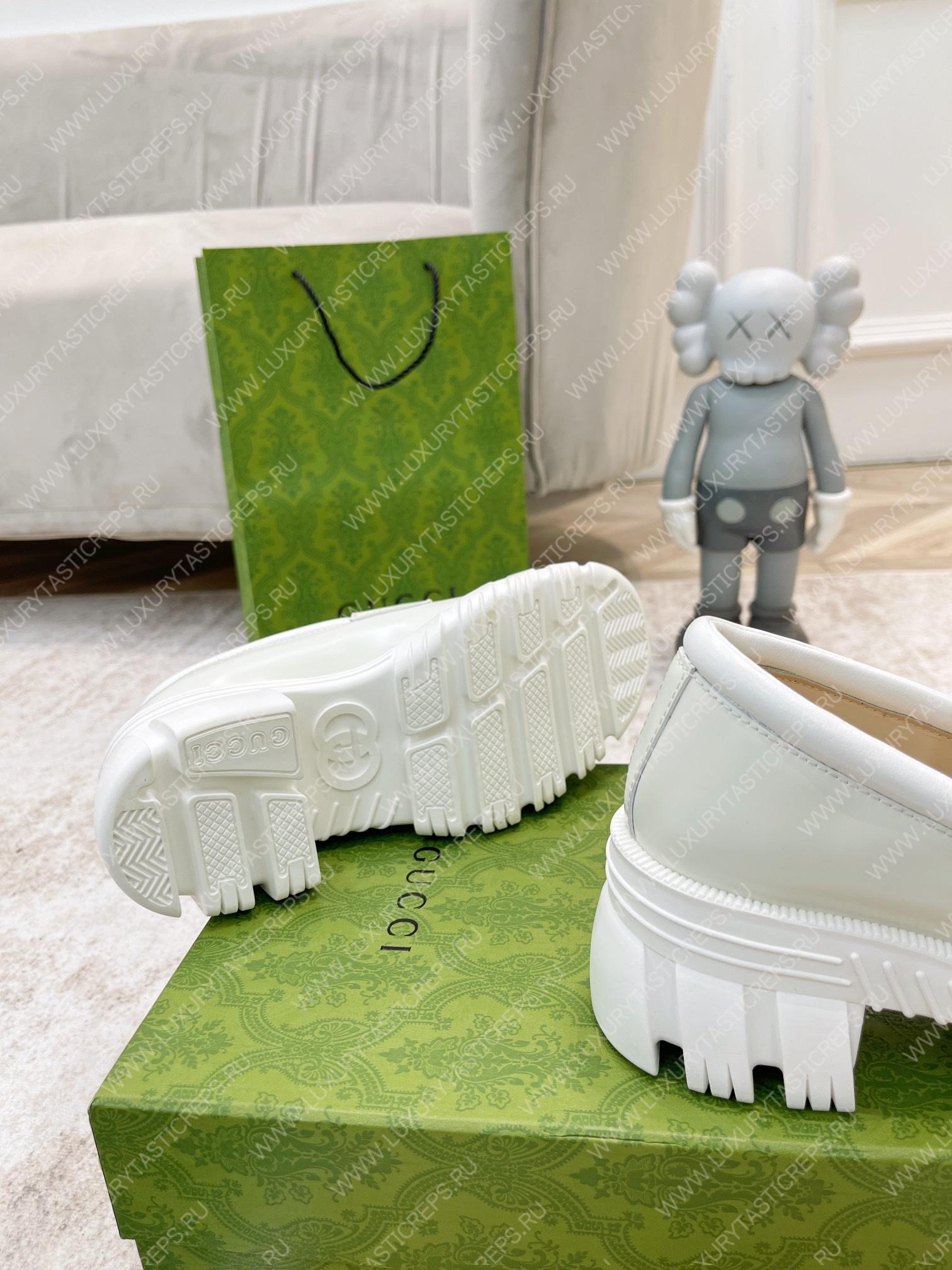 G*u*i lug sole interlocking g loafer white ‎700271