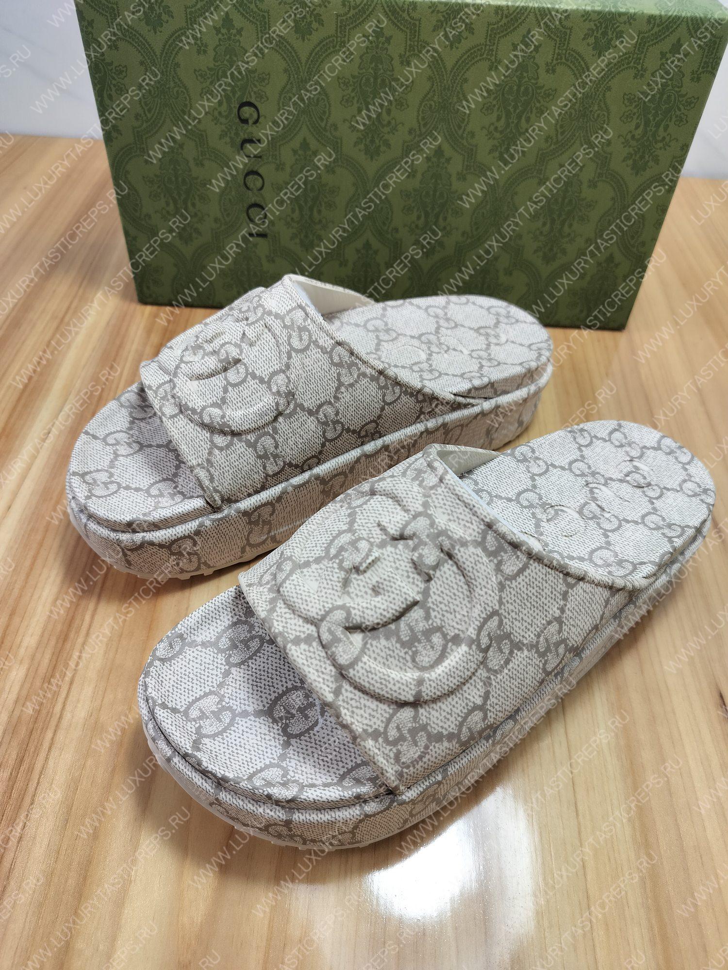 G*u*i interlocking g slide beige 725535