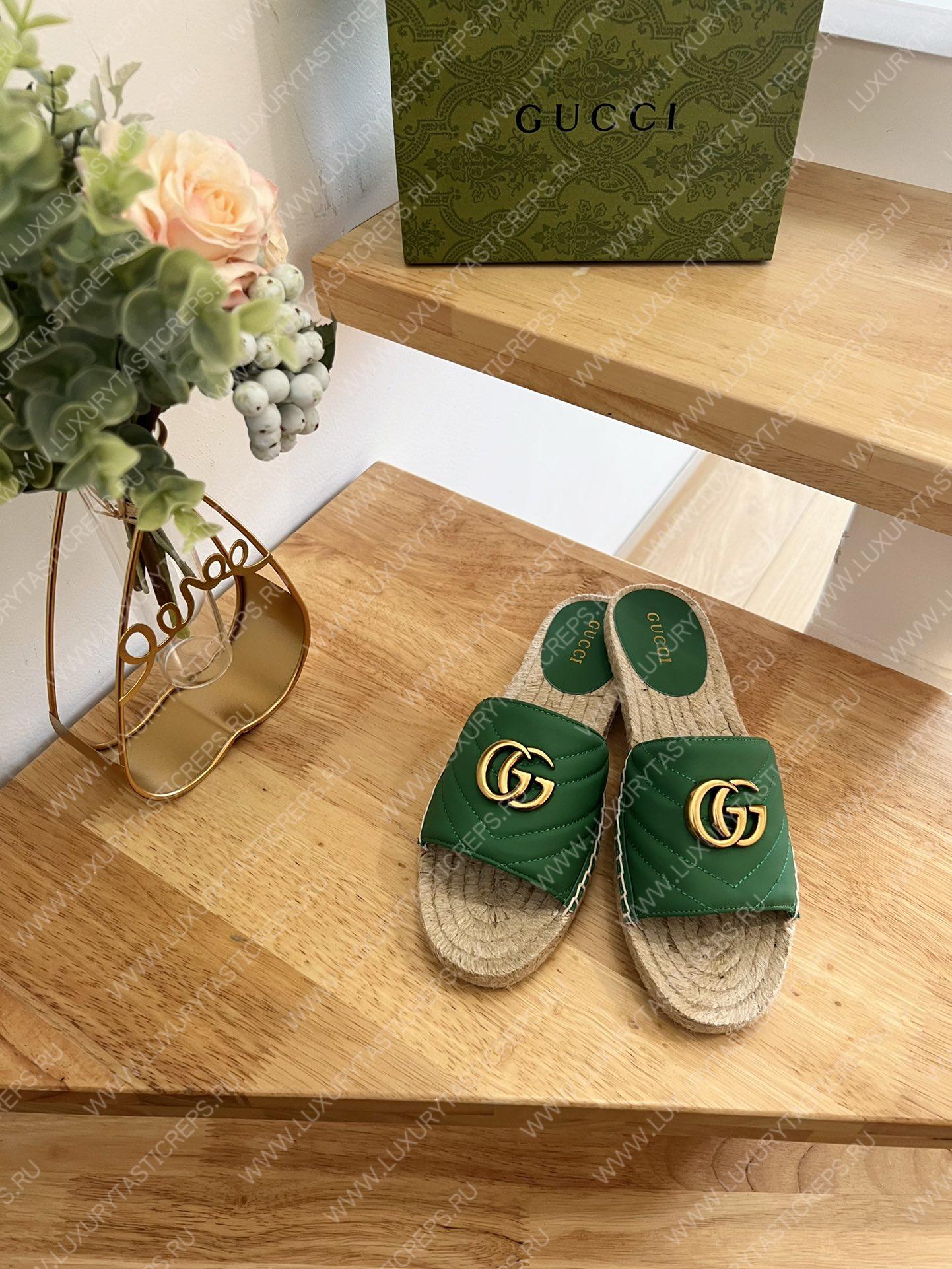 G*u*i pilar gg matelasse slide green 646169