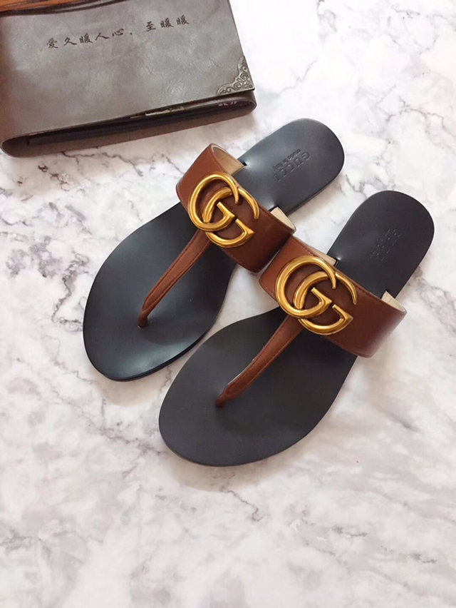 G*u*i marmont leather sandal brown ‎612138