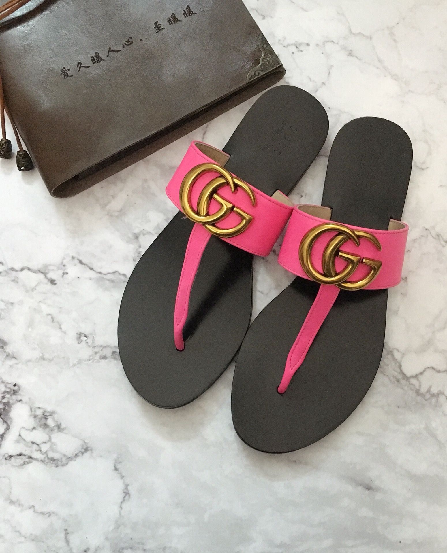 G*u*i marmont leather sandal pink ‎612138