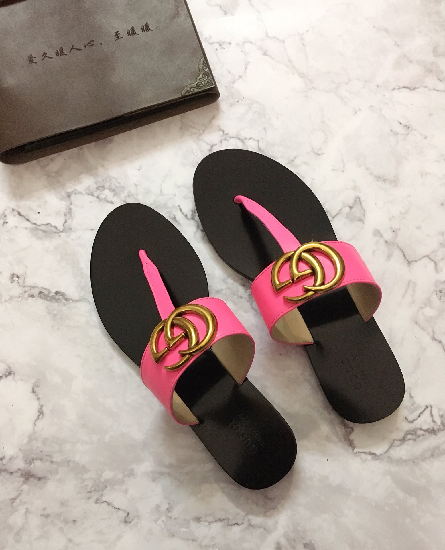 G*u*i marmont leather sandal pink ‎612138