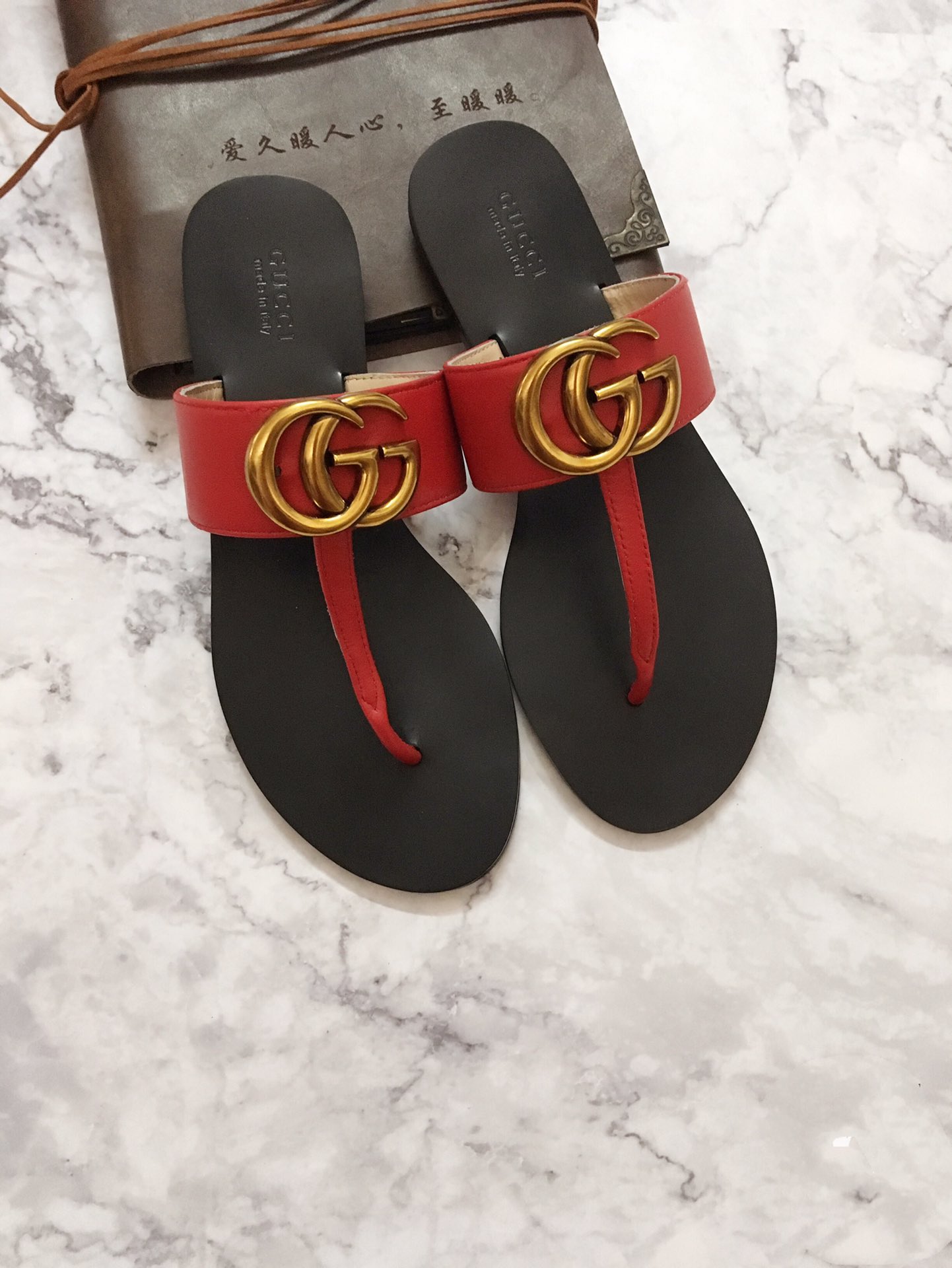 G*u*i marmont leather sandal red ‎612138