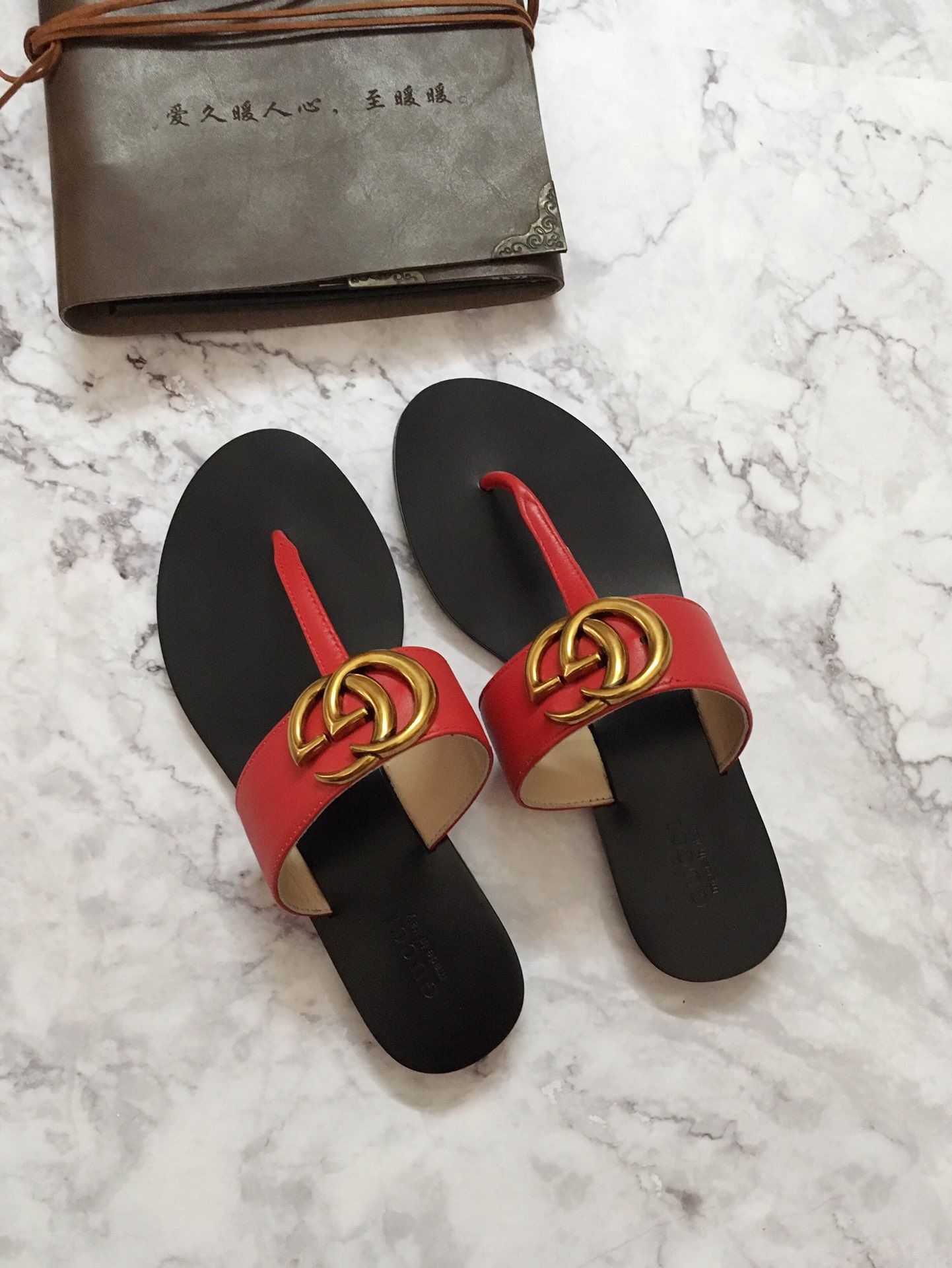 G*u*i marmont leather sandal red ‎612138
