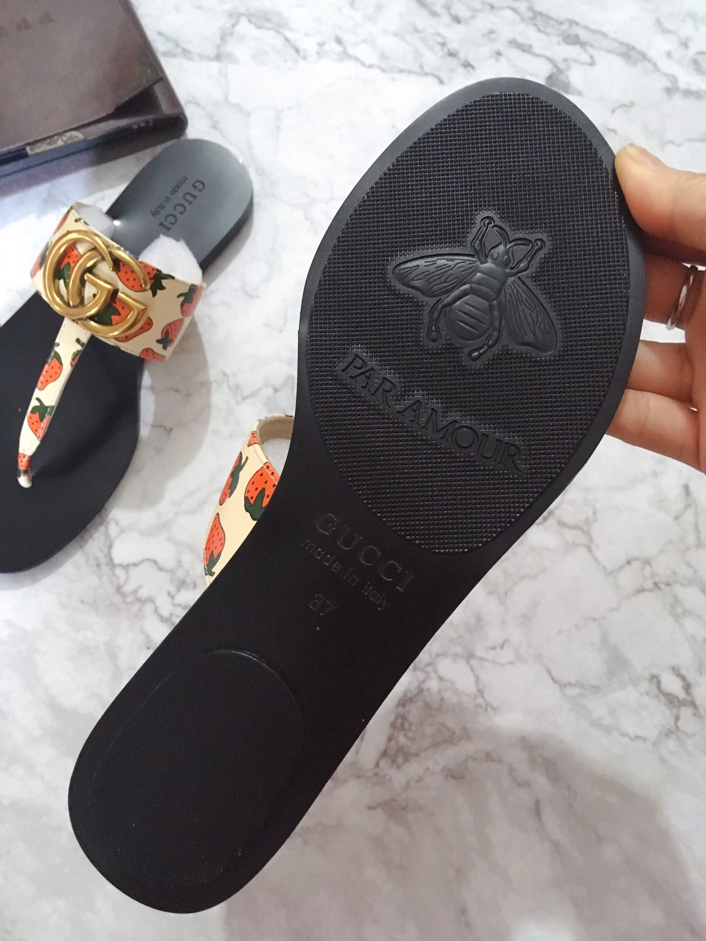G*u*i marmont leather sandal multicolour ‎612138