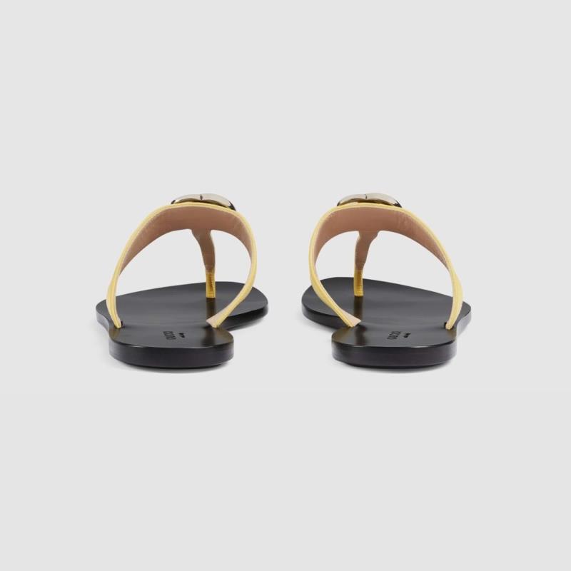 G*u*i leather thong sandal with double g yellow 497444
