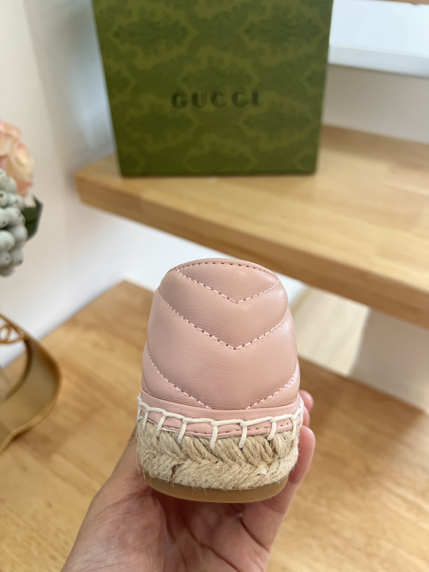 G*u*i leather espadrille with double g pink 551890