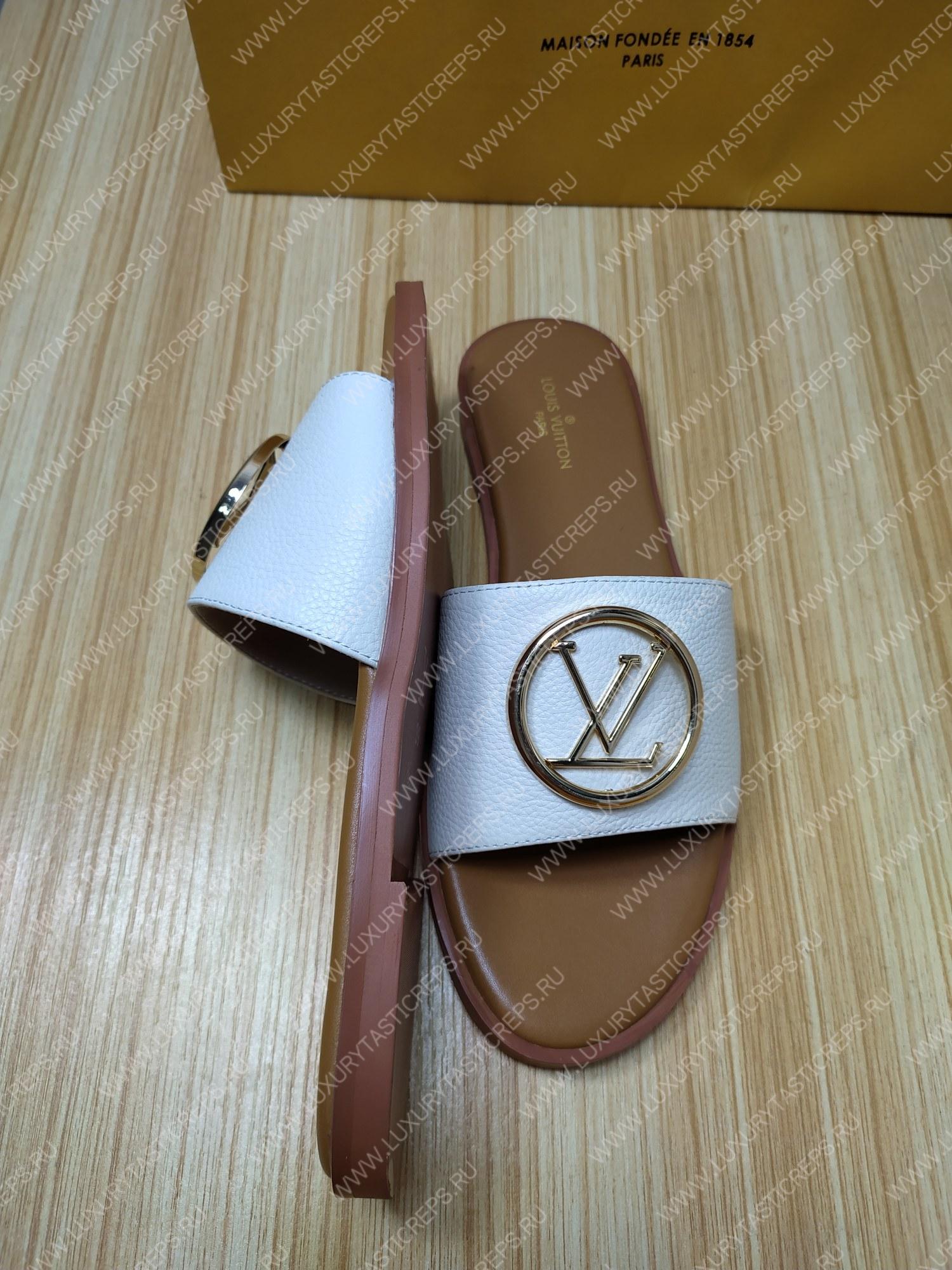 l**is V*t*n mule plate lock it white and beige 1a64mn