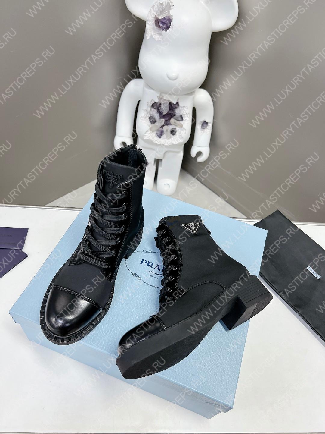 Pra*a logo plaque ankle boots black 1t782m