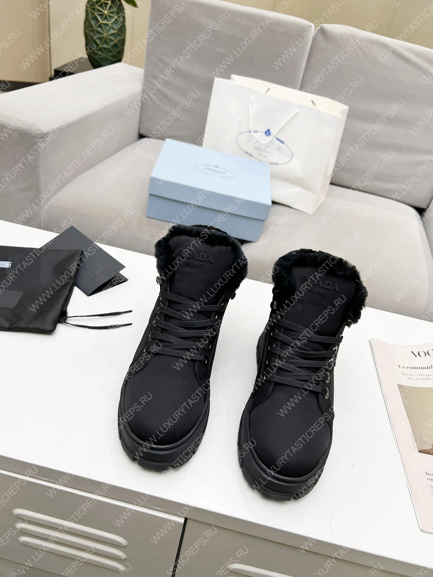 Pra*a nylon lace-up booties black 1t490m