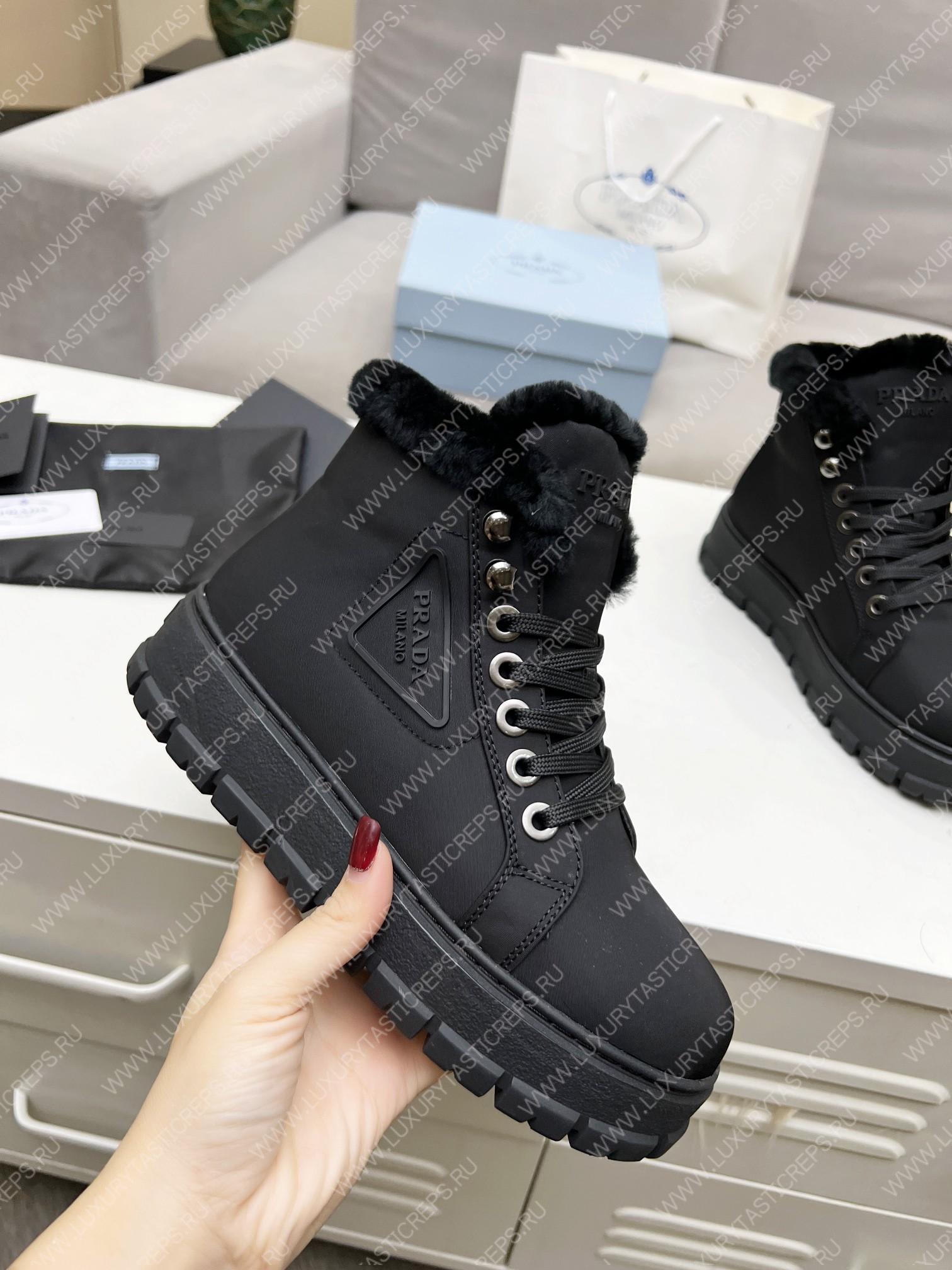 Pra*a nylon lace-up booties black 1t490m