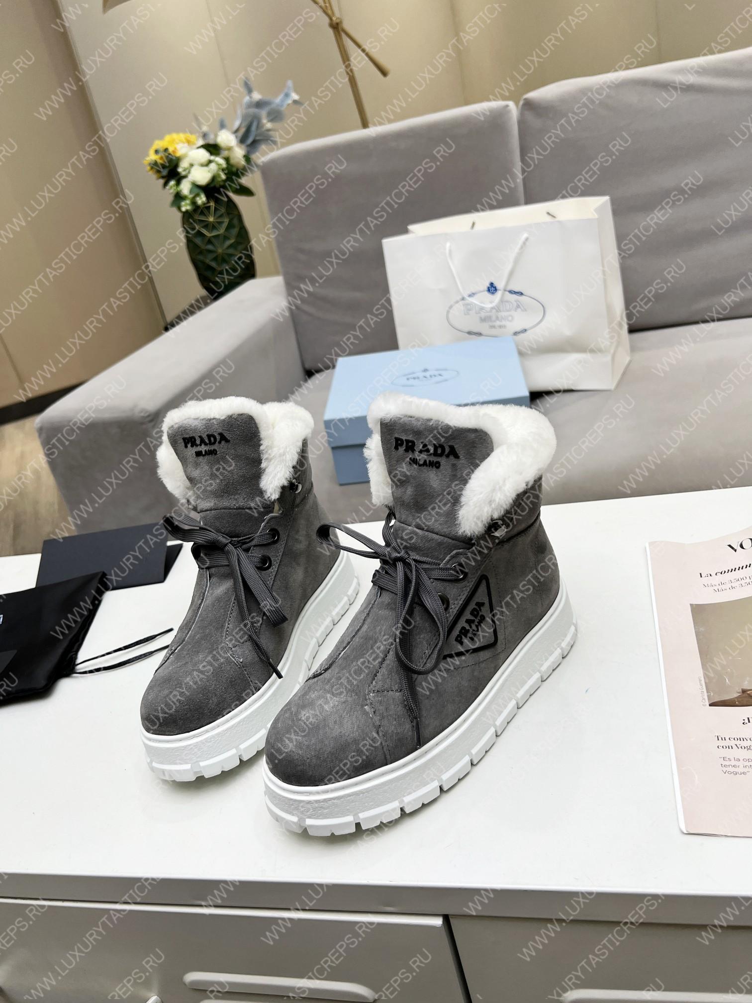 Pra*a gabardine lace-up booties grey 1t492m