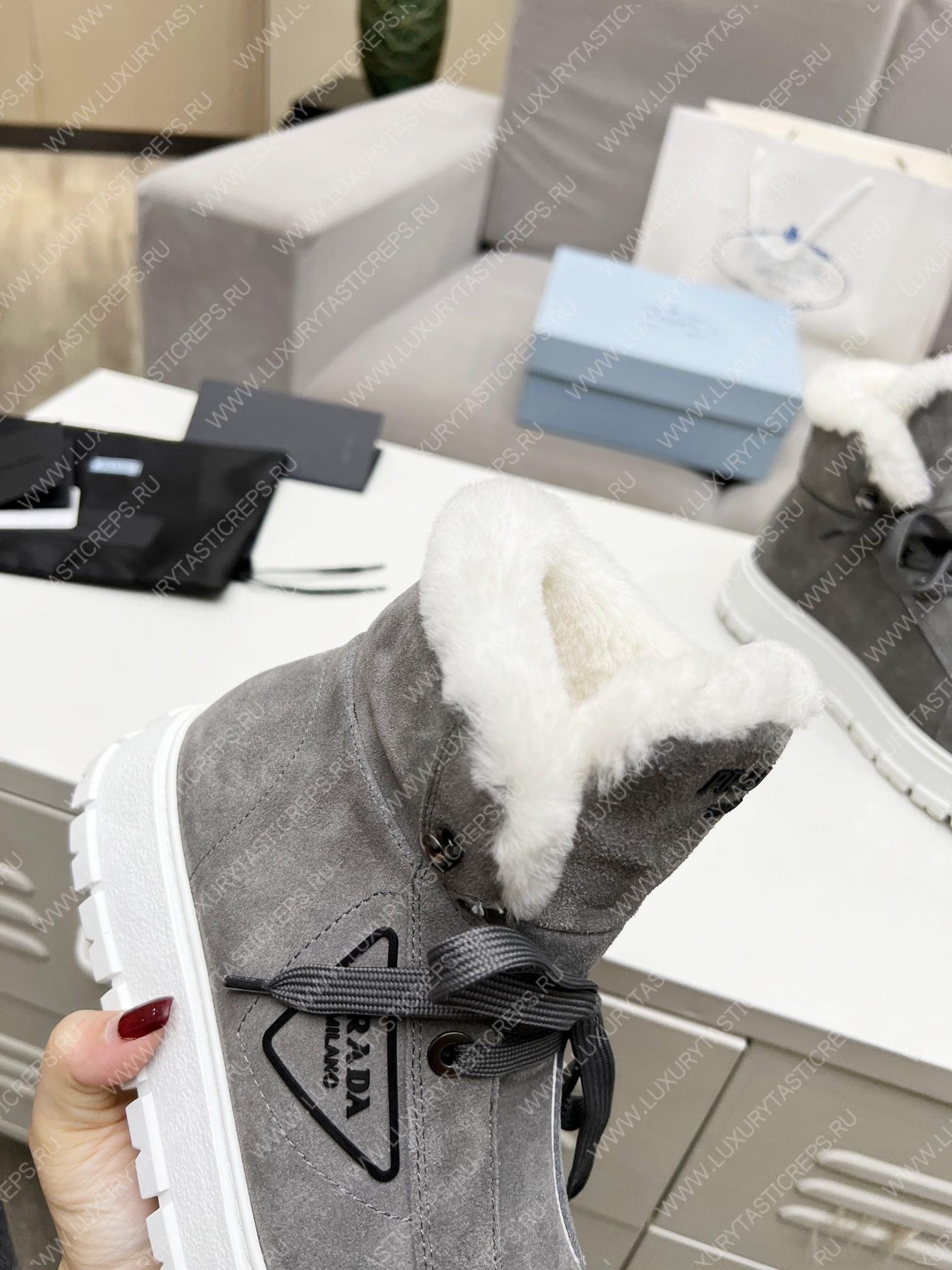 Pra*a gabardine lace-up booties grey 1t492m