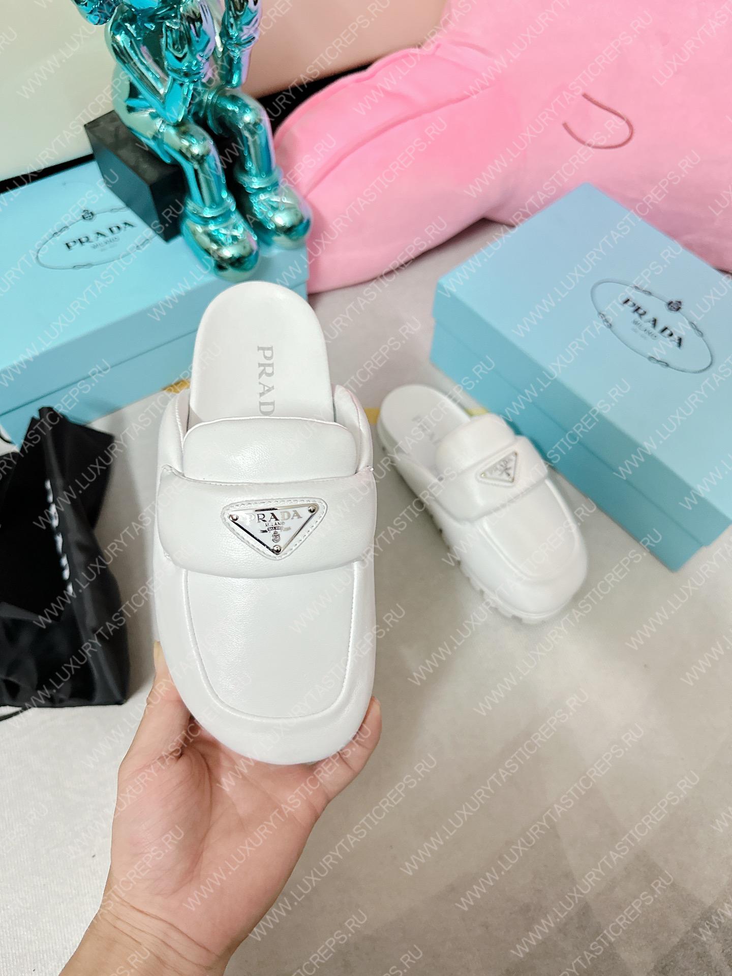 Pra*a soft padded sabots white 1d109n