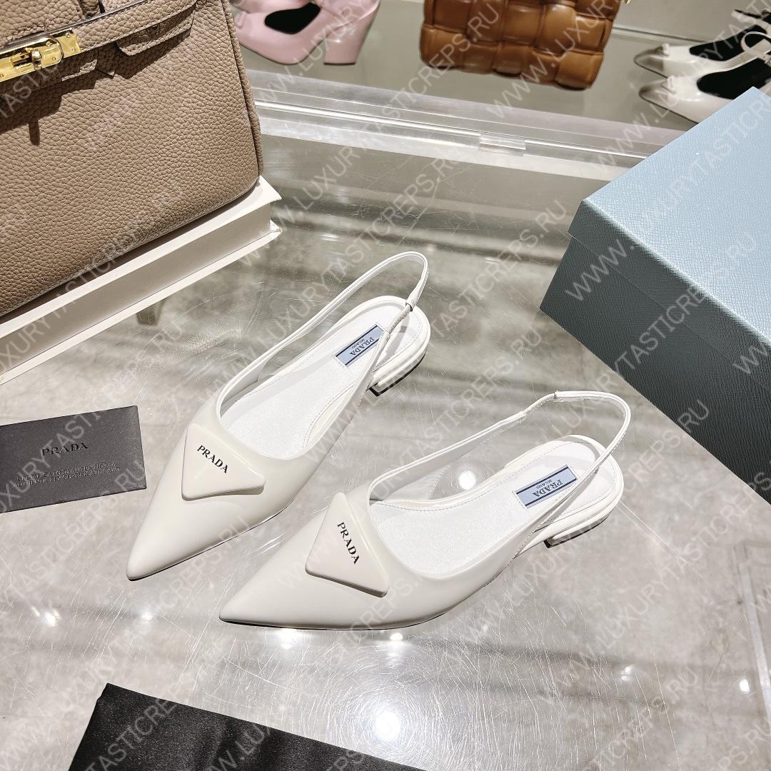 Pra*a brushed leather slingbacks white 1i565m