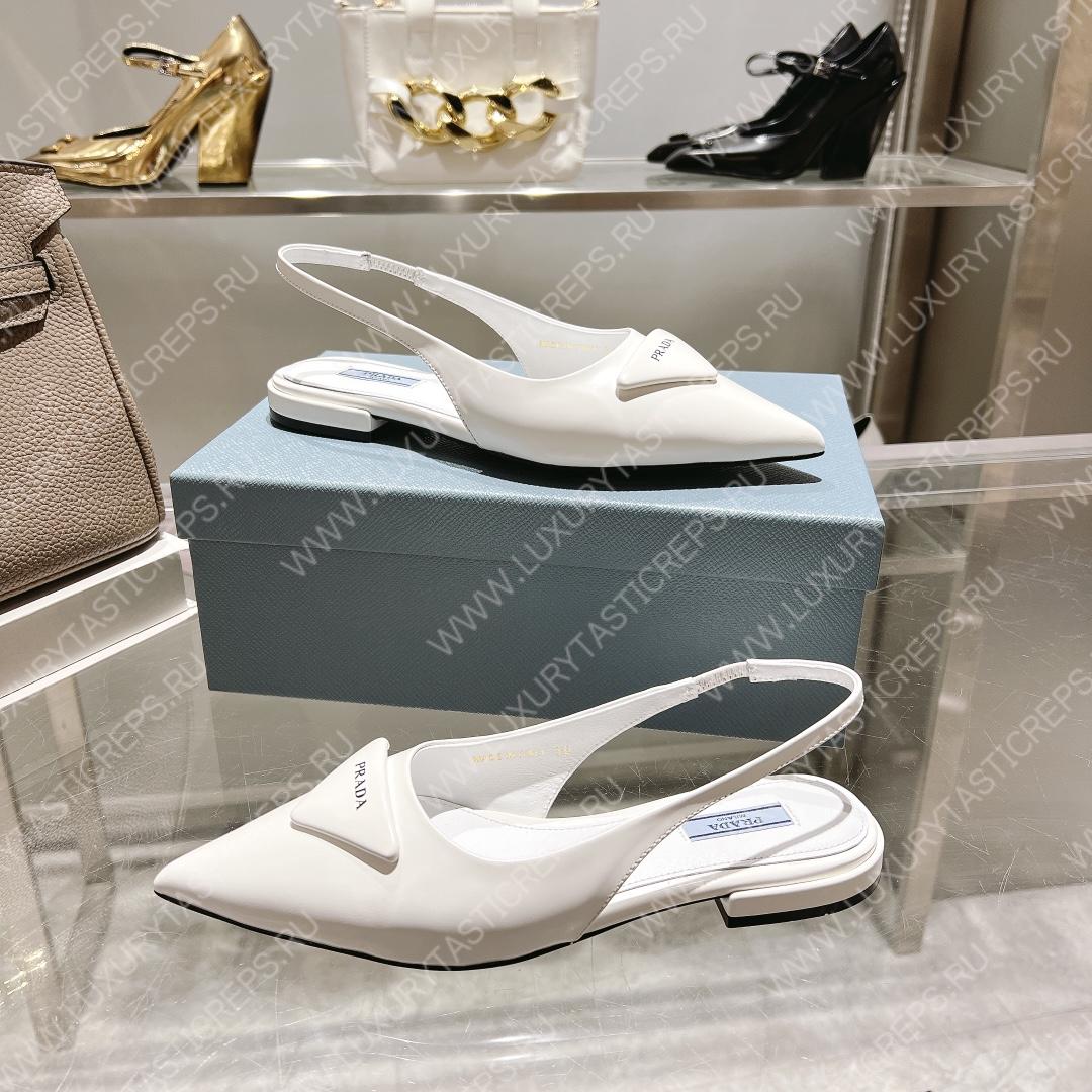 Pra*a brushed leather slingbacks white 1i565m