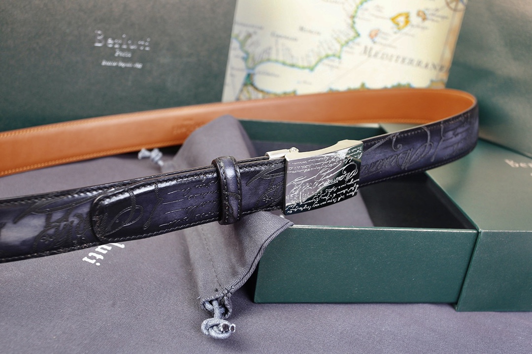 BERLUTI VENEZIA SCRITTO BELT BLACK C0020-R1