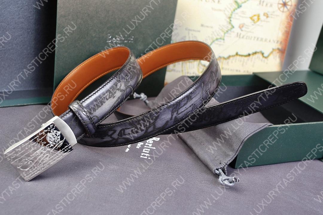 BERLUTI VENEZIA SCRITTO BELT BLACK C0020-R1