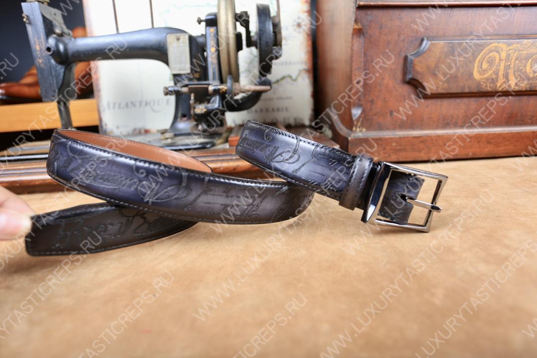 BERLUTI CLASSIC SCRITTO LEATHER BELT BLACK C0002
