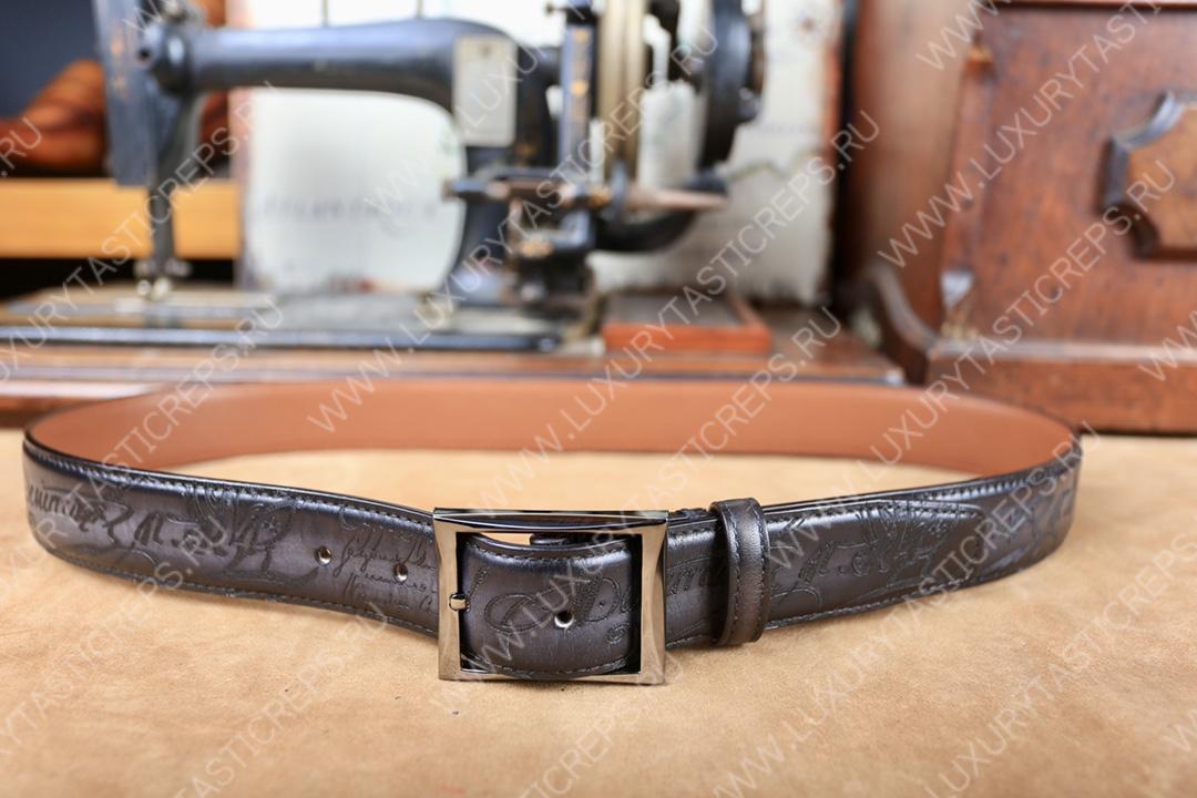 BERLUTI CLASSIC SCRITTO LEATHER BELT BLACK C0002