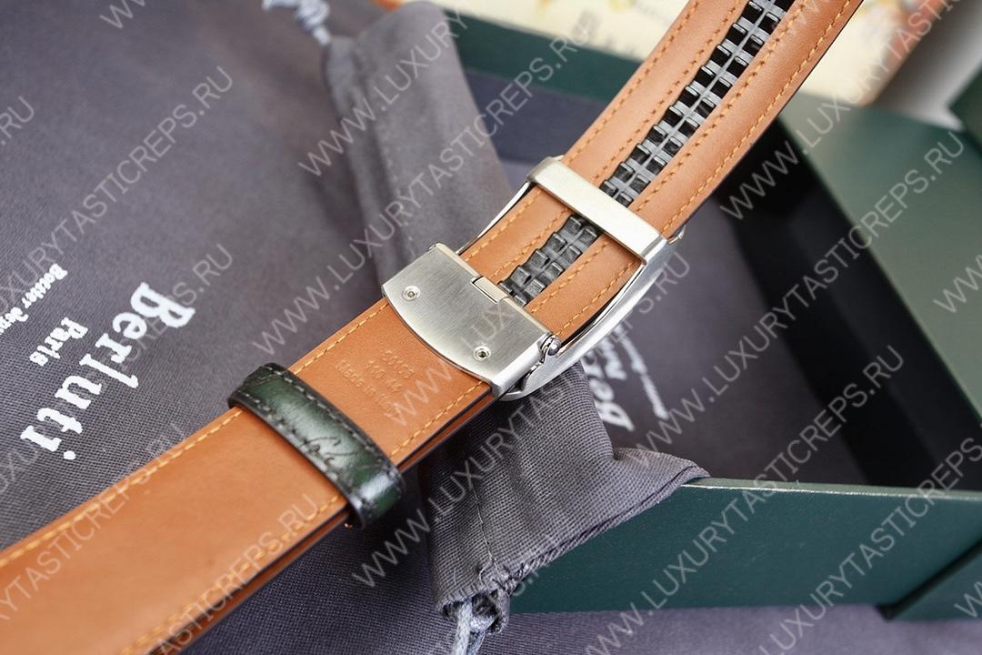 BERLUTI SIGNATURE SCRITTO LEATHER BELT GREEN C0063