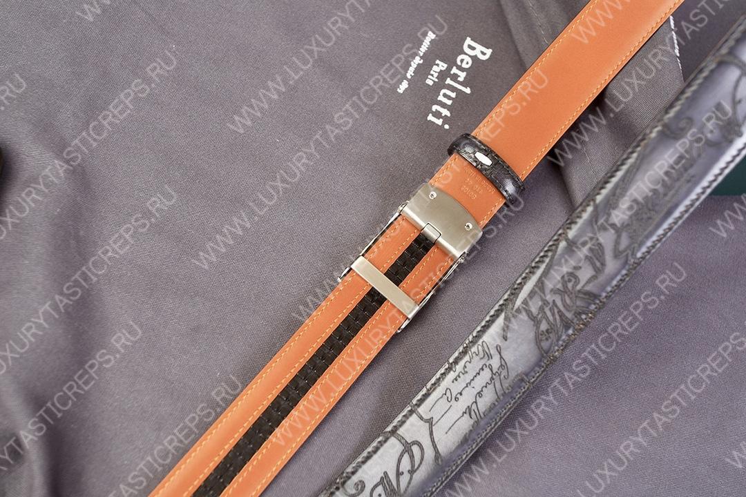 BERLUTI SIGNATURE SCRITTO LEATHER BELT BLACK C0063