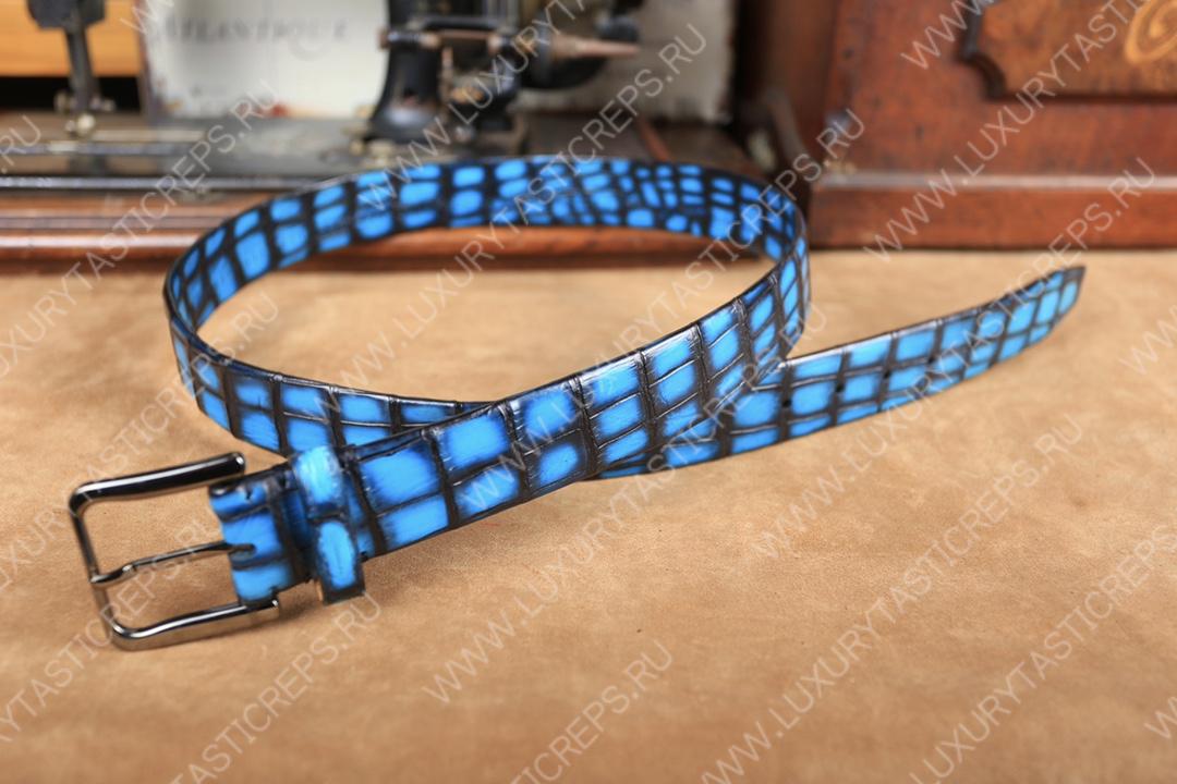 BERLUTI ALLIGATOR BELT BLUE C0035-E2