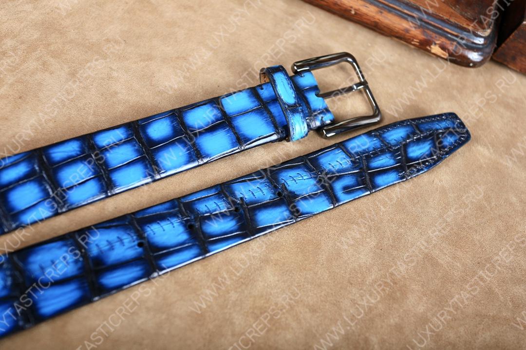BERLUTI ALLIGATOR BELT BLUE C0035-E2