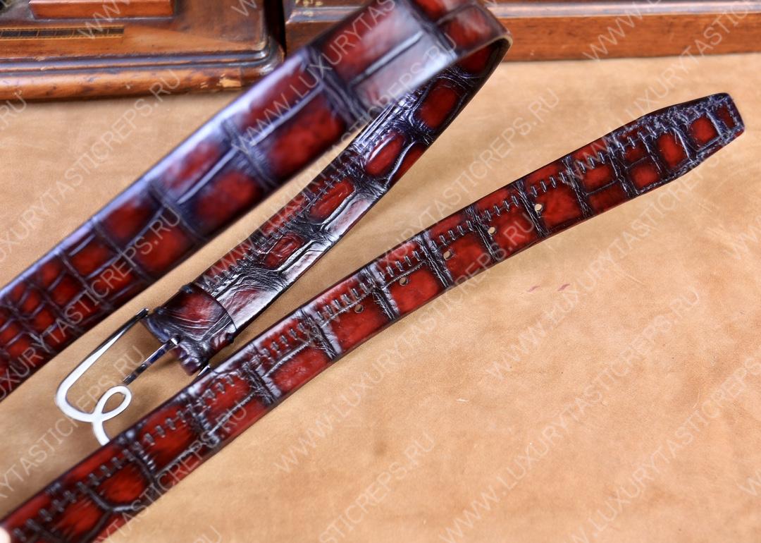 BERLUTI ALLIGATOR BELT RED C0035-E2