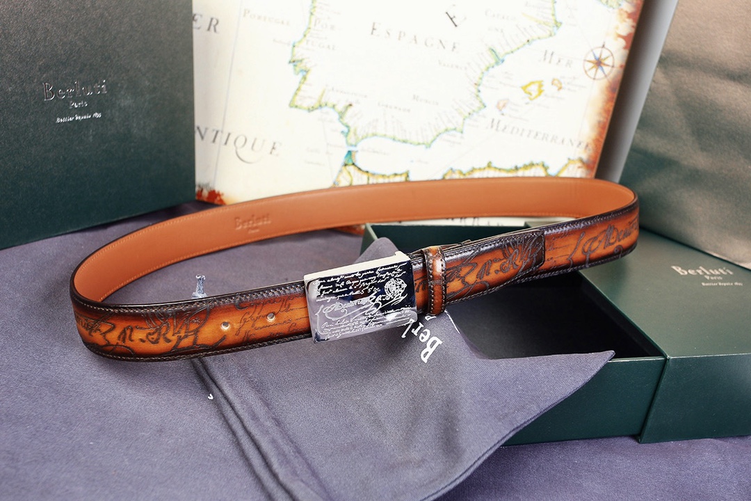 BERLUTI SCRITTO BELT BROWN C0028-R1