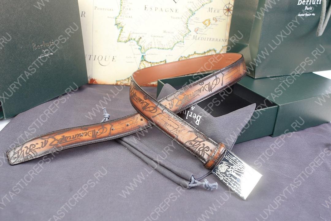 BERLUTI SCRITTO BELT BROWN C0028-R1
