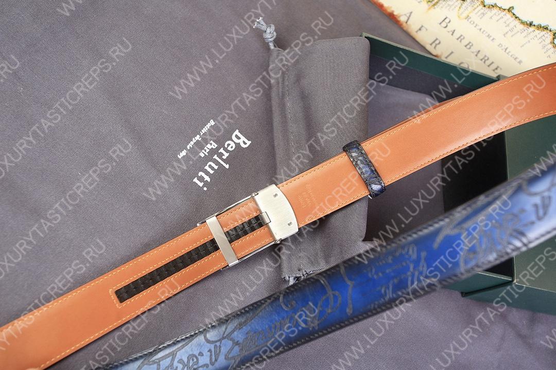 BERLUTI VENEZIA SCRITTO BELT BLUE C0020-R1