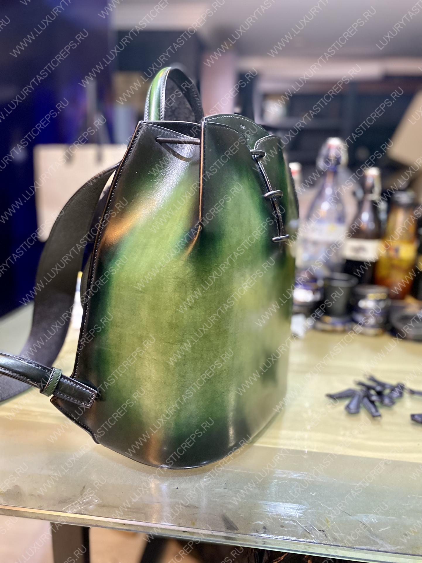 BERLUTI LEATHER BACKPACK GREEN S1223-V1