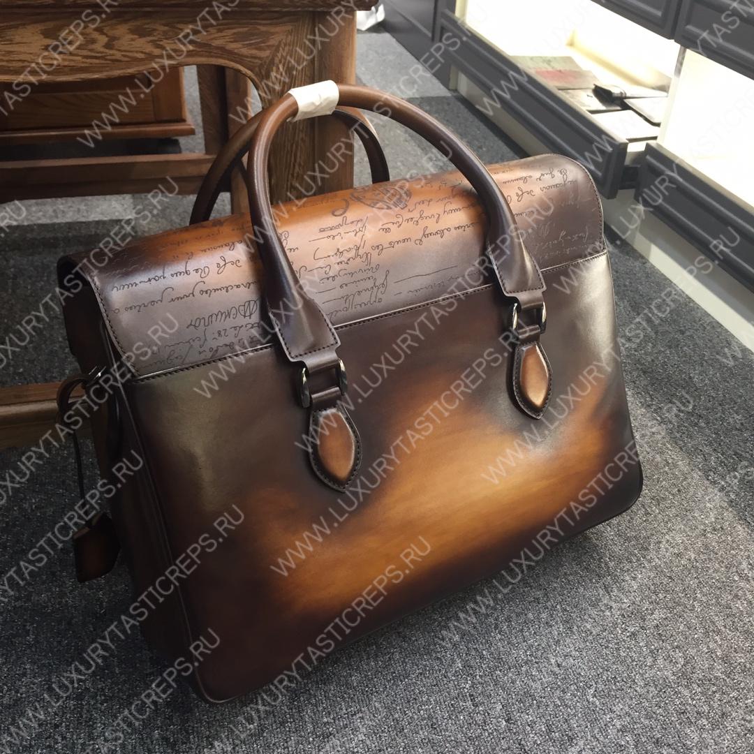 BERLUTI E’MIO LEATHER BRIEFCASE BROWN E_MIO_III-V1