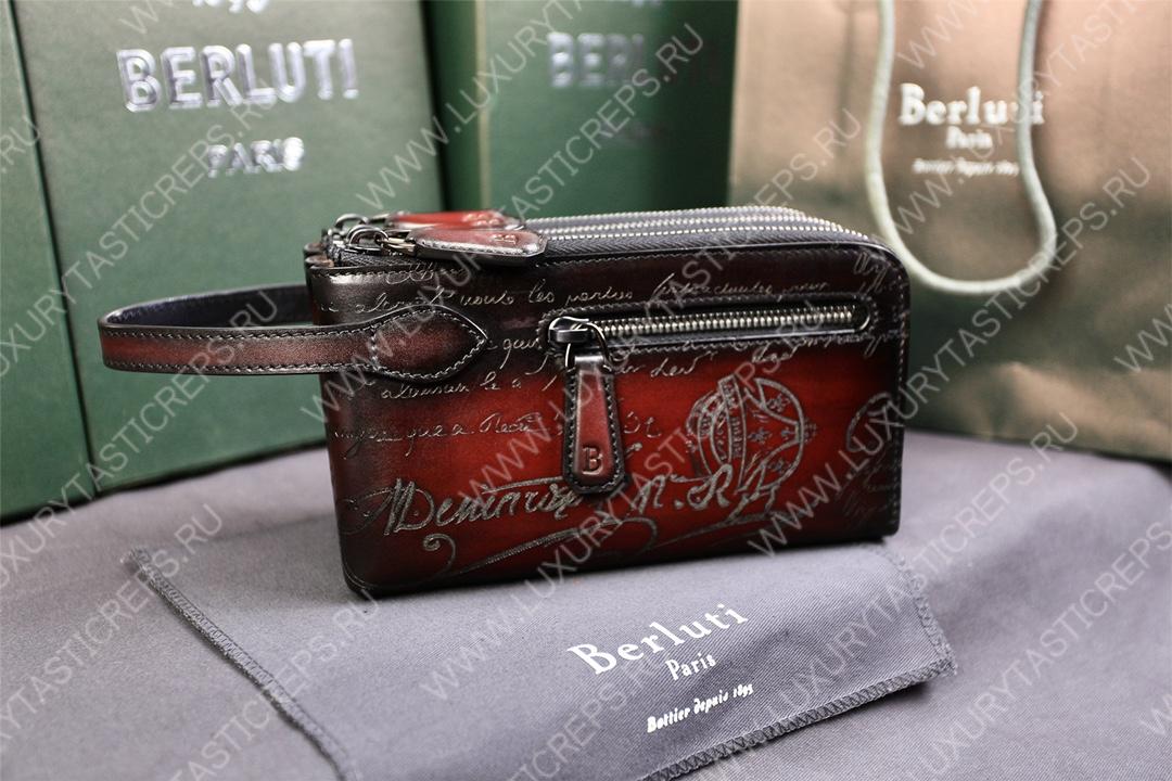 BERLUTI TIRIWA SCRITTO LEATHER POUCH REDDISH BROWN TIRIWA_NEO-JOUR-V2