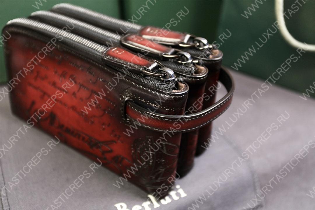 BERLUTI TIRIWA SCRITTO LEATHER POUCH REDDISH BROWN TIRIWA_NEO-JOUR-V2